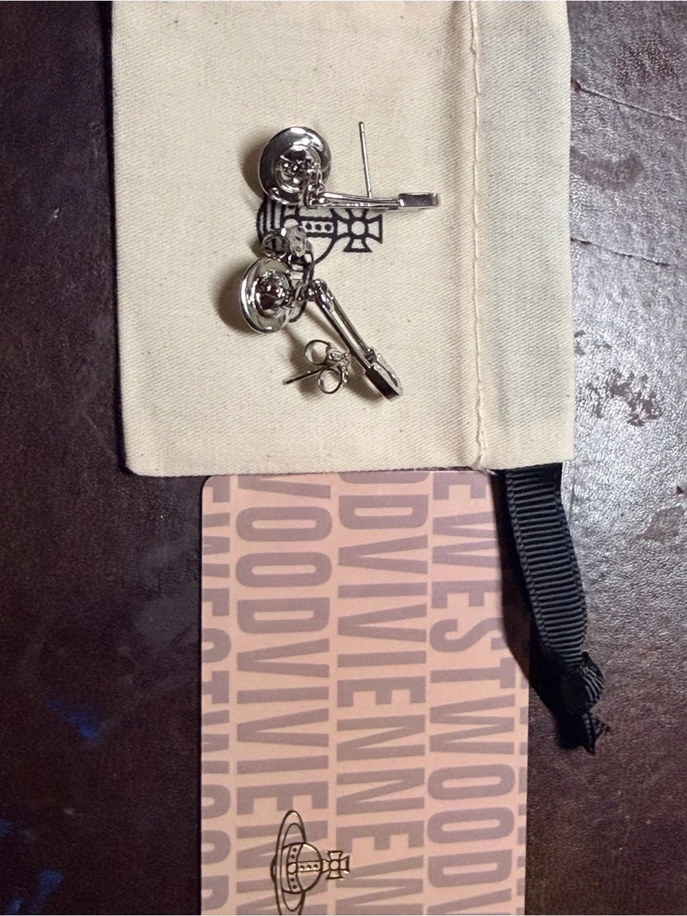 Vivienne Westwood Silver Orb Drop Pin Earrings